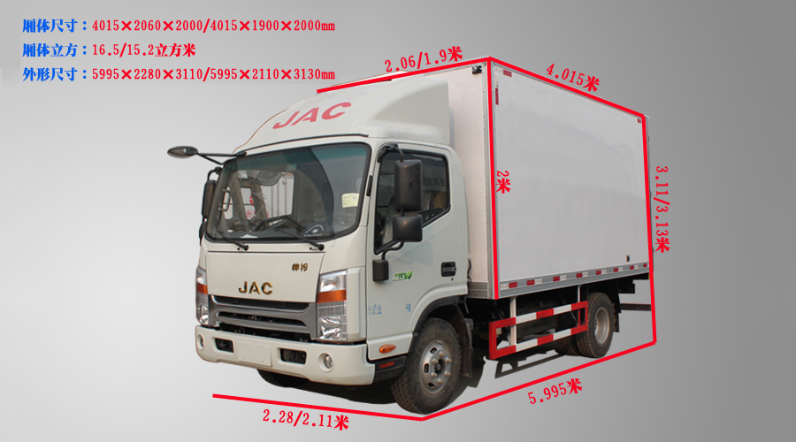江淮帅铃4.1米冷藏车尺寸图